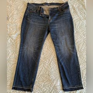 Old Navy mid rise, boot cut straight leg, dark wash boyfriend jeans size 16